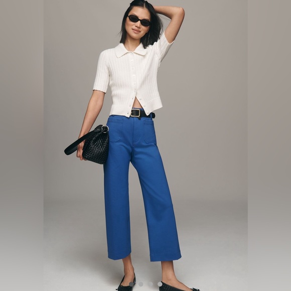 Anthropologie Pants - Maeve for Anthropologie Colette Wide-leg pants Cropped Pants iris Blue, size 32
